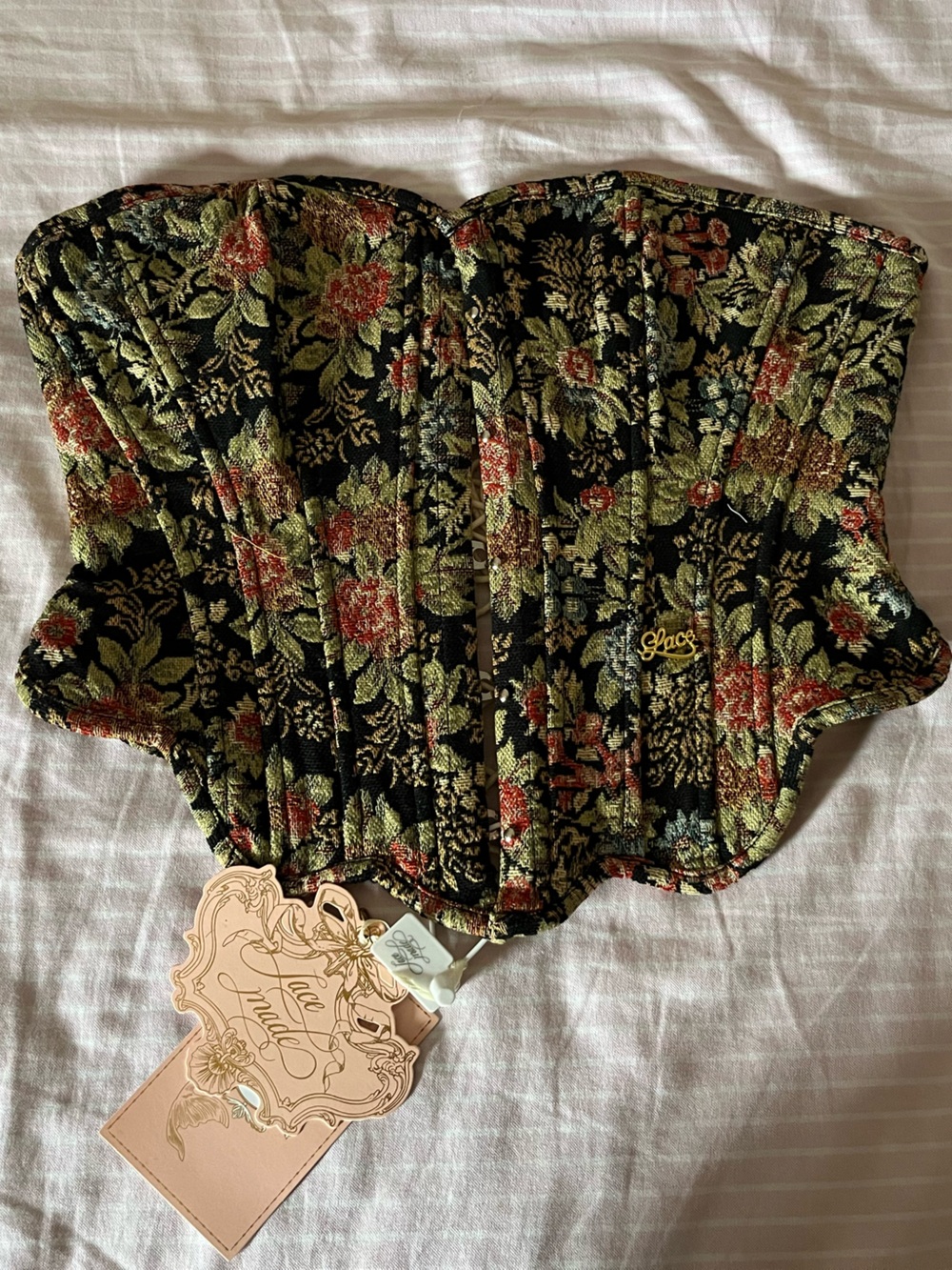 NWT Lace Made Floral Brocade Corset Top